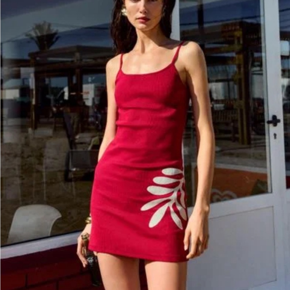 Reformation Mariana Knit Mini Dress in Lipstick